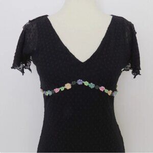 vintage betsey johnson dress sheer mesh dress floral boho bohemian 90s y2k